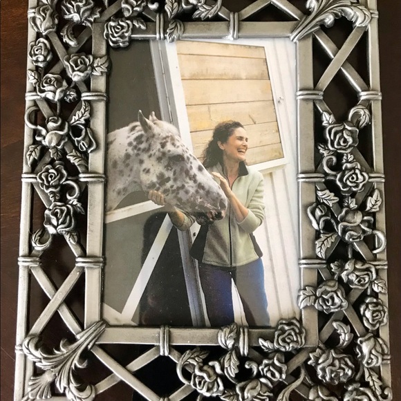 Pewter Lattice Floral Photo Frame 3 1/2” x 5” - Picture 5 of 9